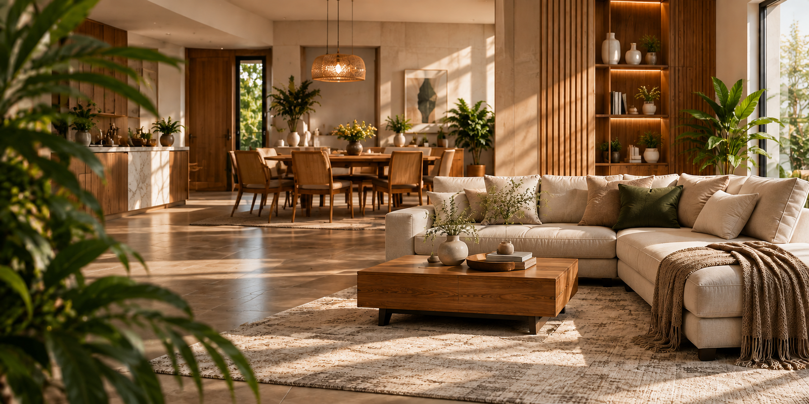 Inspirasi ruang keluarga dengan furniture kayu